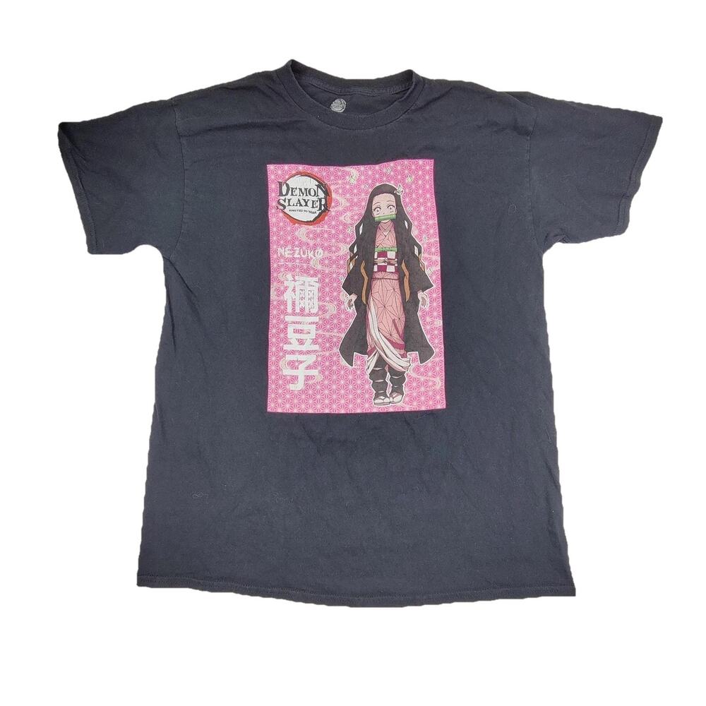 Demon Slayer Shirt Kids Large Black Nezuko Kamado Anime Graphic Tee Tagless